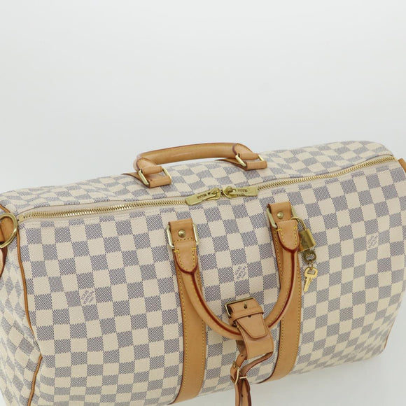 LOUIS VUITTON Damier Azur Keepall Bandouliere 45 Boston Bag N48223 Auth 32852SV