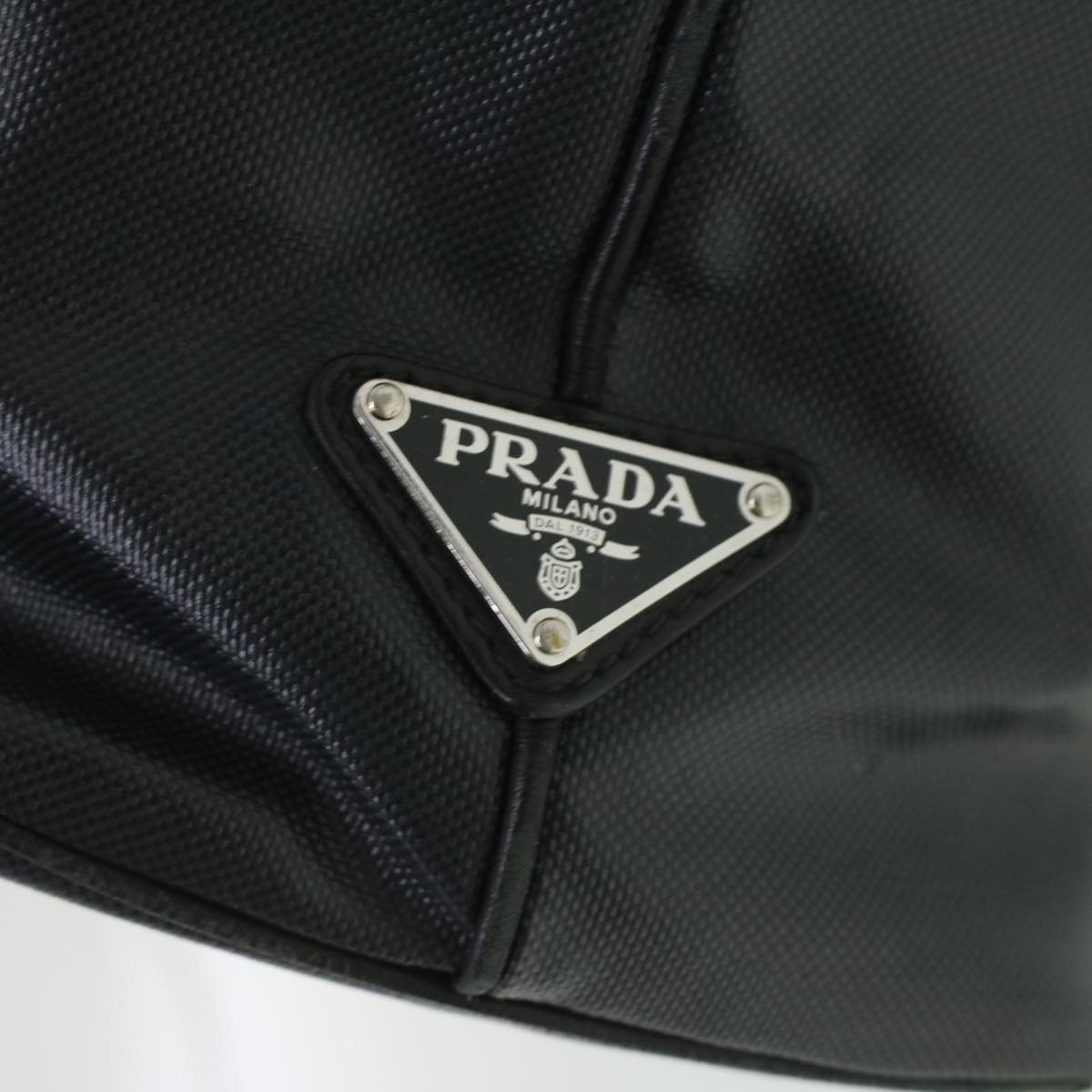 PRADA Shoulder Bag Coated Canvas 2way Black Auth 33275