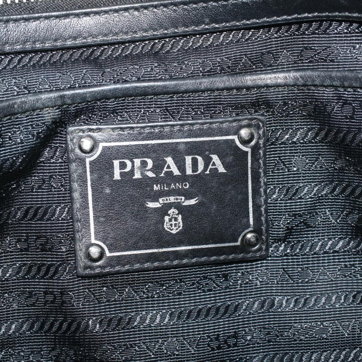 PRADA Shoulder Bag Coated Canvas 2way Black Auth 33275