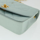 CHANEL Diana Matelasse Shoulder Bag Satin Light Blue CC Auth 33325AV-14
