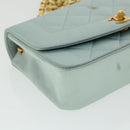 CHANEL Diana Matelasse Shoulder Bag Satin Light Blue CC Auth 33325AV-15