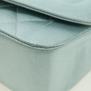 CHANEL Diana Matelasse Shoulder Bag Satin Light Blue CC Auth 33325A-15