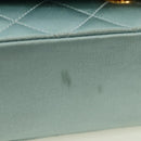 CHANEL Diana Matelasse Shoulder Bag Satin Light Blue CC Auth 33325A-18