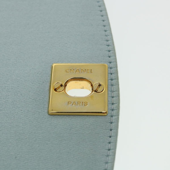 CHANEL Diana Matelasse Shoulder Bag Satin Light Blue CC Auth 33325AV
