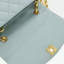 CHANEL Diana Matelasse Shoulder Bag Satin Light Blue CC Auth 33325AV-19