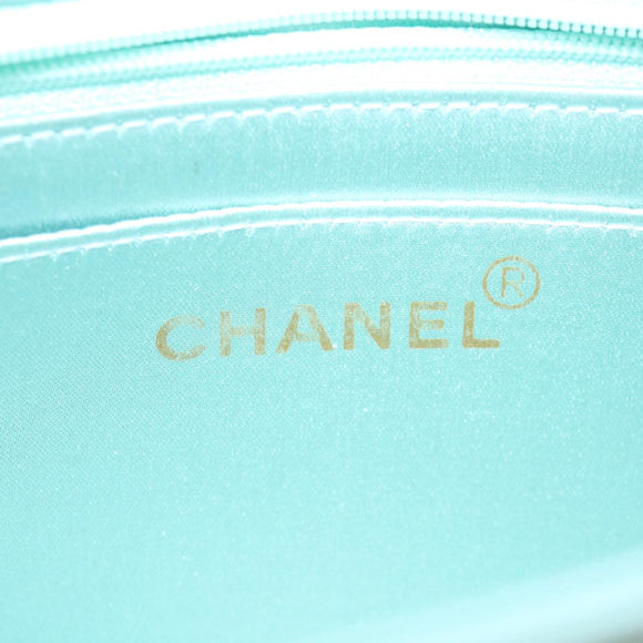 CHANEL Diana Matelasse Shoulder Bag Satin Light Blue CC Auth 33325AV