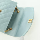 CHANEL Diana Matelasse Shoulder Bag Satin Light Blue CC Auth 33325A-20