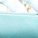 CHANEL Diana Matelasse Shoulder Bag Satin Light Blue CC Auth 33325AV-21