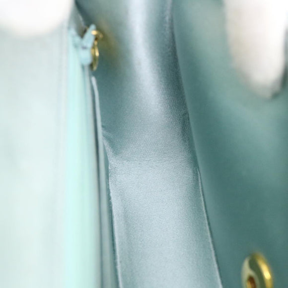 CHANEL Diana Matelasse Shoulder Bag Satin Light Blue CC Auth 33325AV