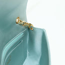 CHANEL Diana Matelasse Shoulder Bag Satin Light Blue CC Auth 33325A-23