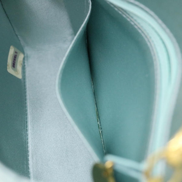 CHANEL Diana Matelasse Shoulder Bag Satin Light Blue CC Auth 33325AV