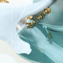 CHANEL Diana Matelasse Shoulder Bag Satin Light Blue CC Auth 33325A-24