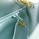 CHANEL Diana Matelasse Shoulder Bag Satin Light Blue CC Auth 33325AV-25
