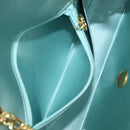 CHANEL Diana Matelasse Shoulder Bag Satin Light Blue CC Auth 33325A-26