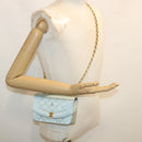 CHANEL Diana Matelasse Shoulder Bag Satin Light Blue CC Auth 33325AV-27