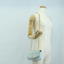 CHANEL Diana Matelasse Shoulder Bag Satin Light Blue CC Auth 33325A-28