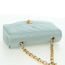 CHANEL Diana Matelasse Shoulder Bag Satin Light Blue CC Auth 33325A-5
