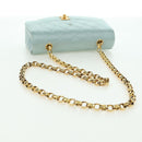 CHANEL Diana Matelasse Shoulder Bag Satin Light Blue CC Auth 33325A-7