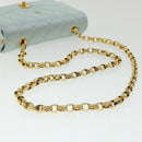 CHANEL Diana Matelasse Shoulder Bag Satin Light Blue CC Auth 33325AV-8