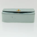CHANEL Diana Matelasse Shoulder Bag Satin Light Blue CC Auth 33325AV-6