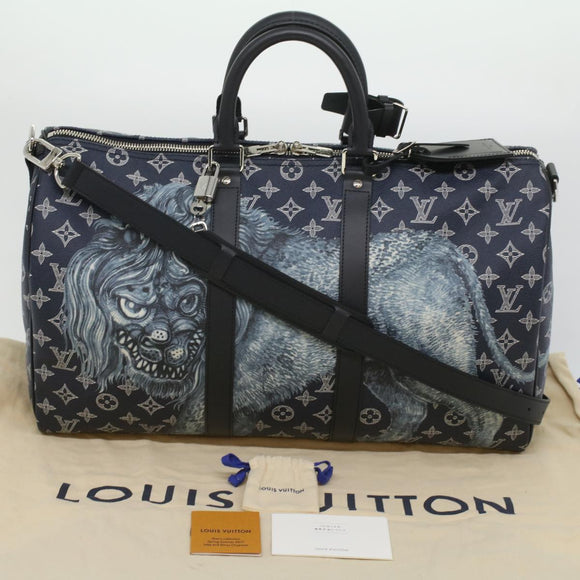 LOUIS VUITTON Monogram savanna Keepall Bandouliere 45 Boston M54129 Auth 33473S