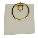 Salvatore Ferragamo Gancini Hand Bag Leather White Gold Tone Auth 34202AV-1