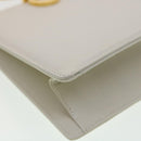 Salvatore Ferragamo Gancini Hand Bag Leather White Gold Tone Auth 34202AV-16