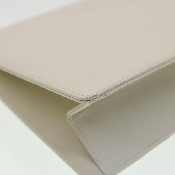 Salvatore Ferragamo Gancini Hand Bag Leather White Gold Tone Auth 34202AV