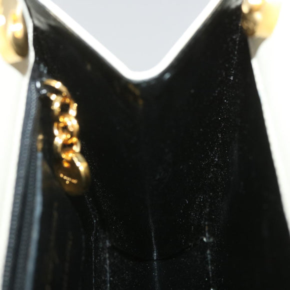 Salvatore Ferragamo Gancini Hand Bag Leather White Gold Tone Auth 34202AV