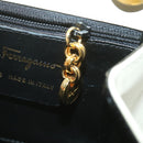 Salvatore Ferragamo Gancini Hand Bag Leather White Gold Tone Auth 34202AV-21