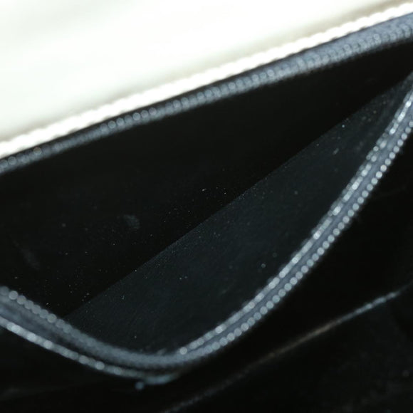 Salvatore Ferragamo Gancini Hand Bag Leather White Gold Tone Auth 34202AV