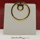 Salvatore Ferragamo Gancini Hand Bag Leather White Gold Tone Auth 34202AV-12