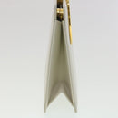 Salvatore Ferragamo Gancini Hand Bag Leather White Gold Tone Auth 34202AV-4