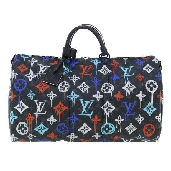 LOUIS VUITTON Monogram Eclipse Keepall Bandouliere 50 Boston M21384 Auth 34215S