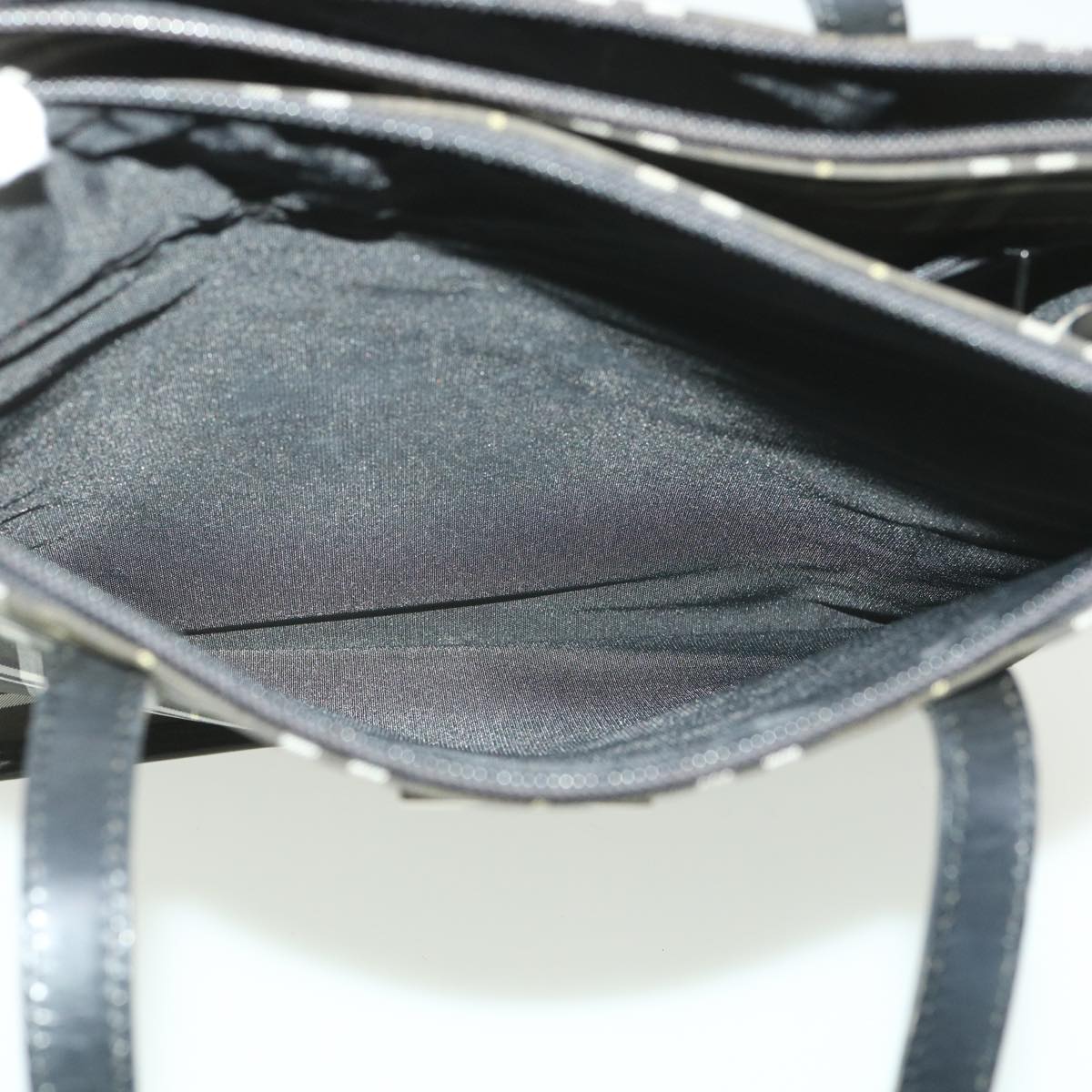 Burberrys Nova Check Blue Label Tote Bag Nylon Khaki Black Auth 36245