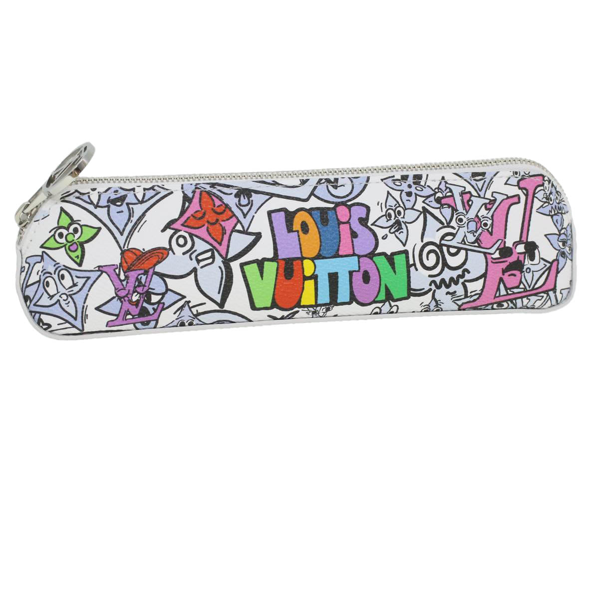 LOUIS VUITTON Monogram Comic Trousse Elizabeth Pen Case White GI0874 Auth 36985A