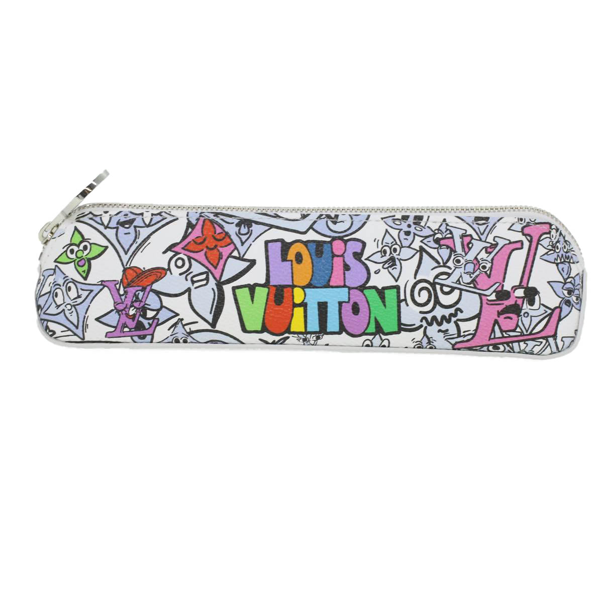 LOUIS VUITTON Monogram Comic Trousse Elizabeth Pen Case White GI0874 Auth 36985A