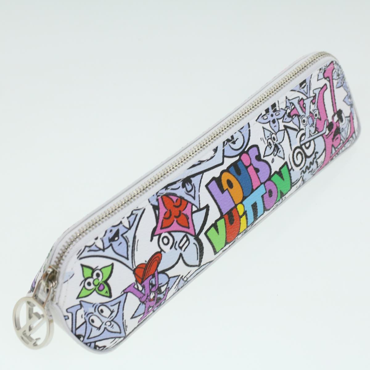 LOUIS VUITTON Monogram Comic Trousse Elizabeth Pen Case White GI0874 Auth 36985A