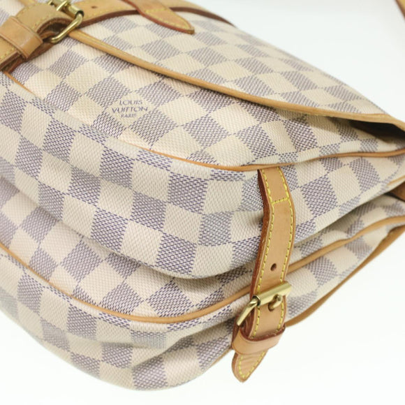 LOUIS VUITTON Damier Azur Saumur 30 Shoulder Bag N48202 LV Auth 37002V