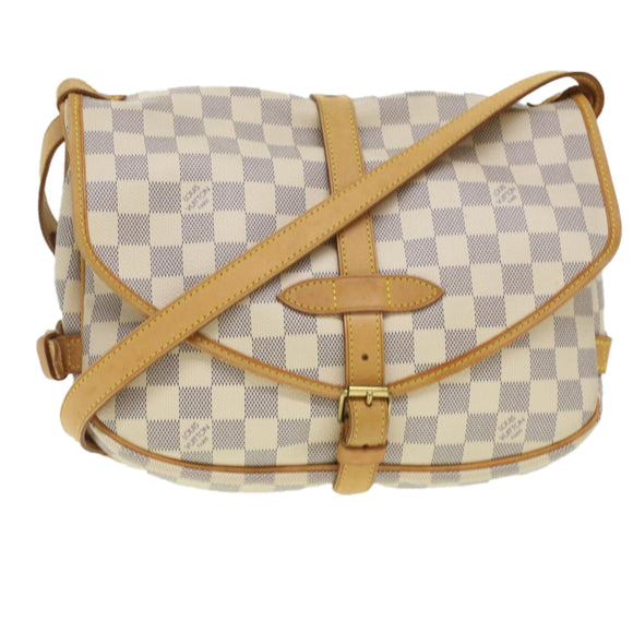 LOUIS VUITTON Damier Azur Saumur 30 Shoulder Bag N48202 LV Auth 37002V