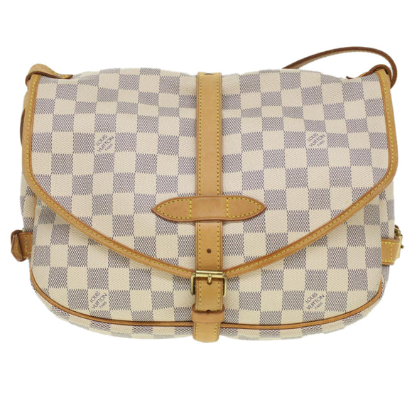 LOUIS VUITTON Damier Azur Saumur 30 Shoulder Bag N48202 LV Auth 37002V