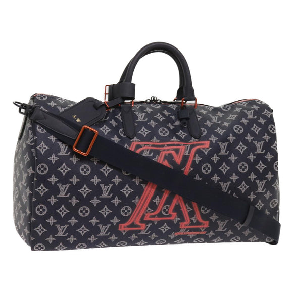 LOUIS VUITTON Monogram Ink Keepall Bandouliere 50 Bag Navy M43684 LV Auth 37879SM
