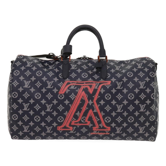 LOUIS VUITTON Monogram Ink Keepall Bandouliere 50 Bag Navy M43684 LV Auth 37879SM