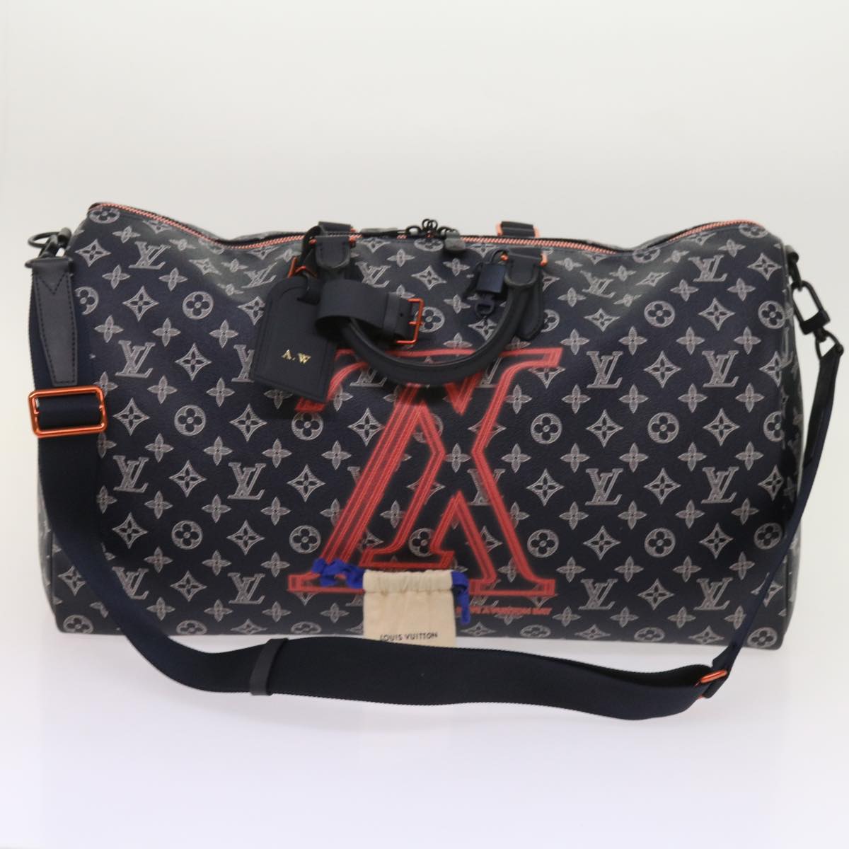 LOUIS VUITTON Monogram Ink Keepall Bandouliere 50 Bag Navy M43684 LV Auth 37879A