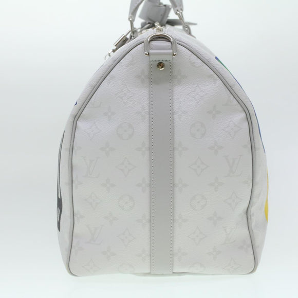 LOUIS VUITTON Monogram Keepall Bandouliere 50 Boston Bag White M44643 LV 37882S