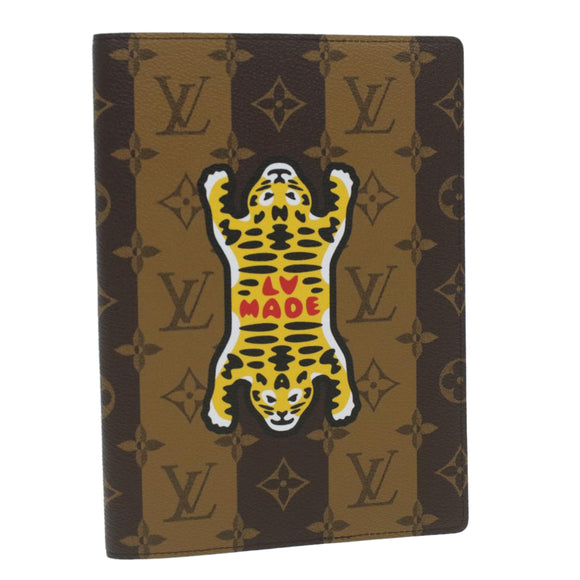 LOUIS VUITTON Stripe NIGO Quverture Carnet Cover Brown Black GI0720 Auth 38082S