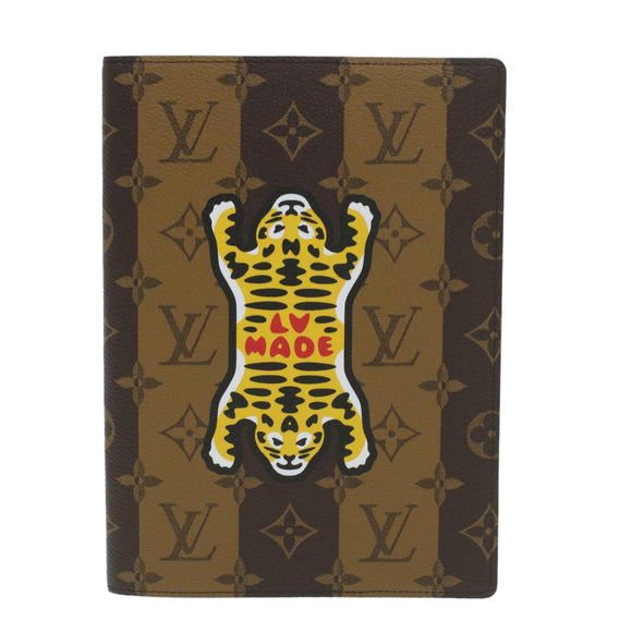 LOUIS VUITTON Stripe NIGO Quverture Carnet Cover Brown Black GI0720 Auth 38082S