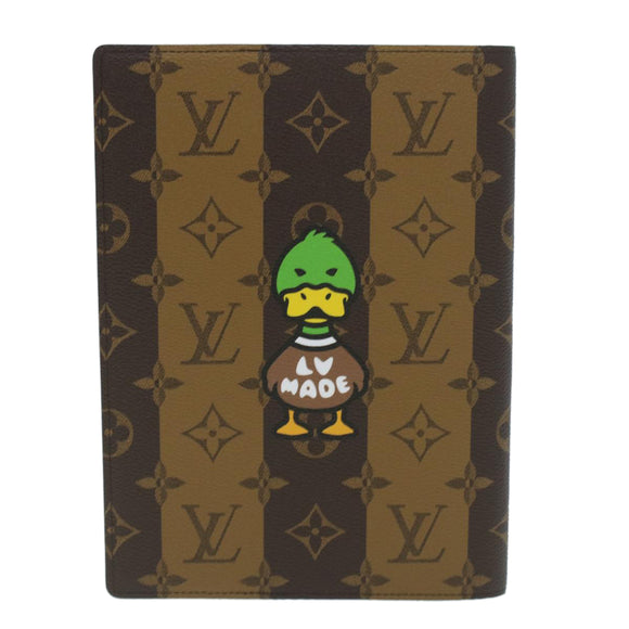 LOUIS VUITTON Stripe NIGO Quverture Carnet Cover Brown Black GI0720 Auth 38082S