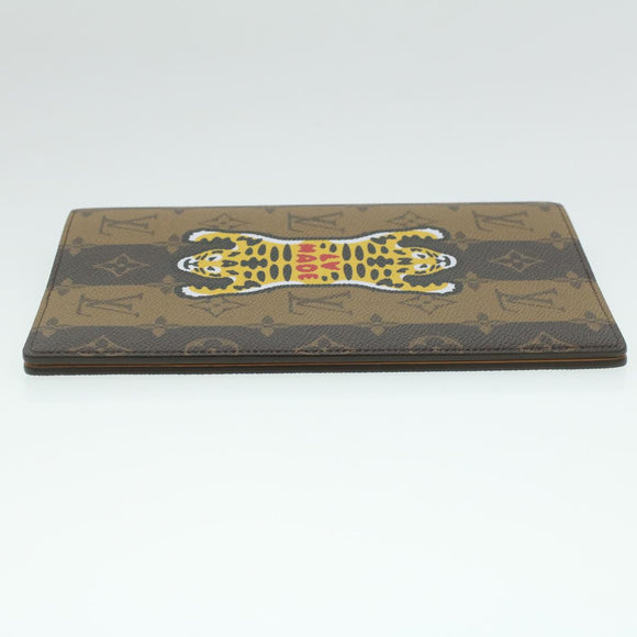 LOUIS VUITTON Stripe NIGO Quverture Carnet Cover Brown Black GI0720 Auth 38082S