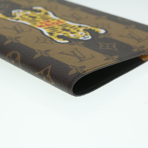 LOUIS VUITTON Stripe NIGO Quverture Carnet Cover Brown Black GI0720 Auth 38082S